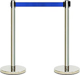 Olmecs Indoor Outdoor Stanchion, Stainless Steel Crowd Control Barriers with Separation Belt - Set 2PCS, 2m